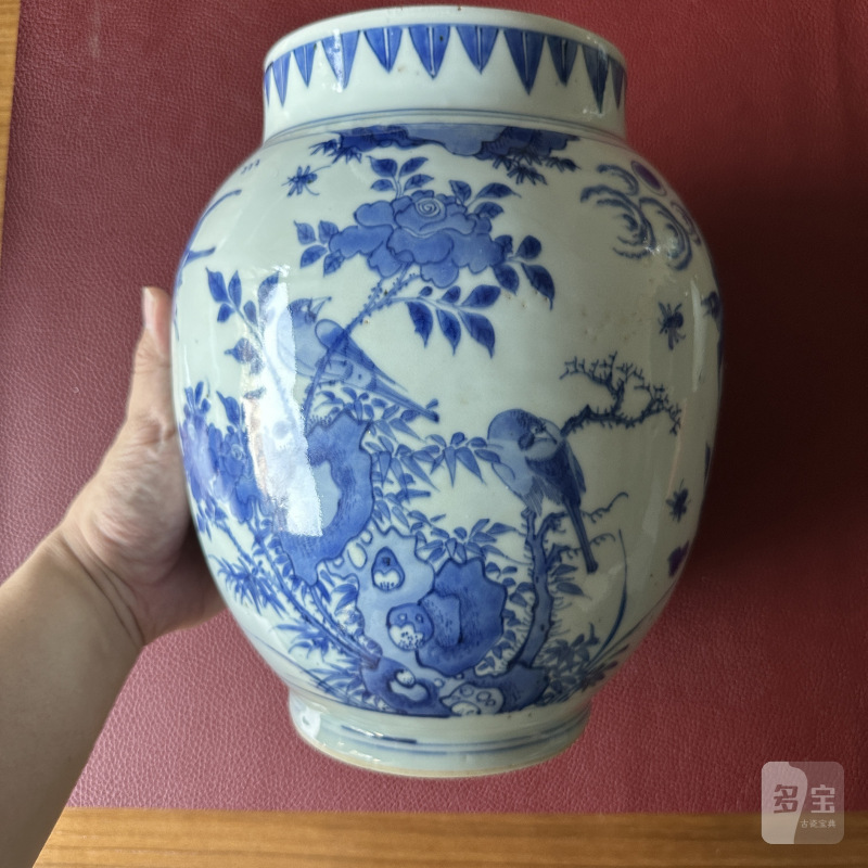 明崇祯 青花花鸟纹莲子罐 - 图15